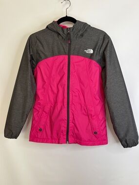 The North Face Pink and Charcoal Hooded Jacket. girls XL